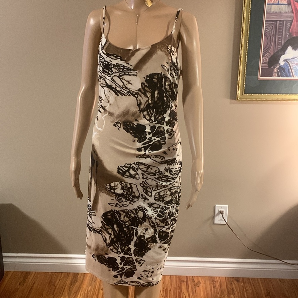 NUEVA Cream, White, Brown and Black dress, size 10